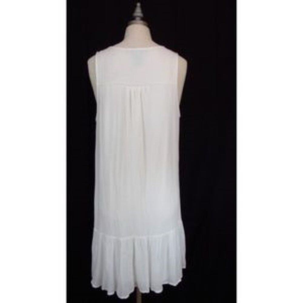 Flying Tomato Embroidered Mini Dress Small BoHo Sleeveless Ivory Ruffled Hem - Picture 4 of 12
